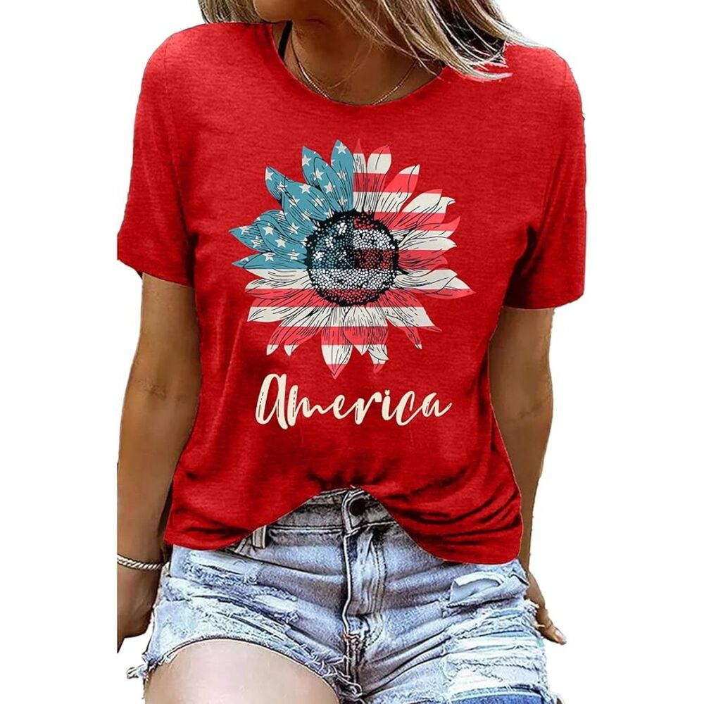 ❤️ New Patriotic Sunflower T-Shirt – America Flag Graphic – Size Small (NWT) - Picture 9 of 9